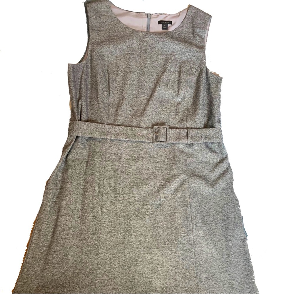 EUC Ann Taylor Grey Sleeveless Dress with belt- Sz. 12